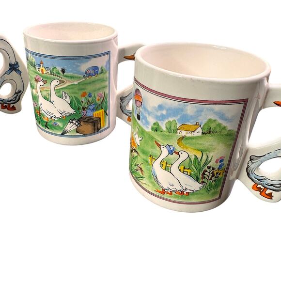 Vintage Duck Mug  stoneware Made In Japan White Ducks set of 4 - Picture 6 of 9